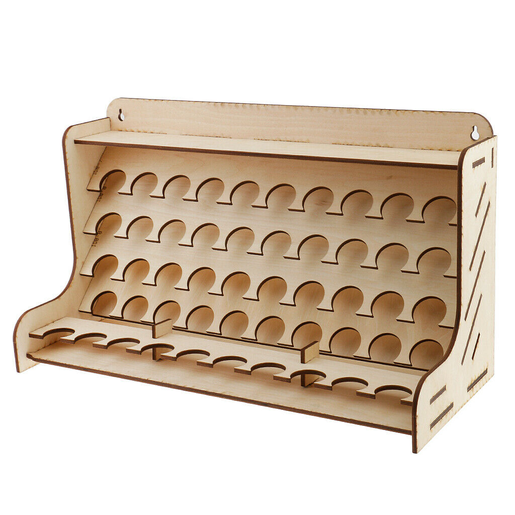 Multi Layers Wooden Paint Rack Stand with Multi Holes for Storing Paints,