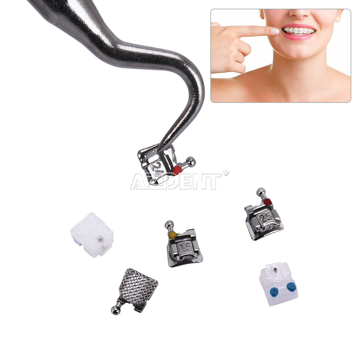 Dental Orthodontic Clear Ceramic Self-ligating Brackets Braces Roth 022 Hook 345
