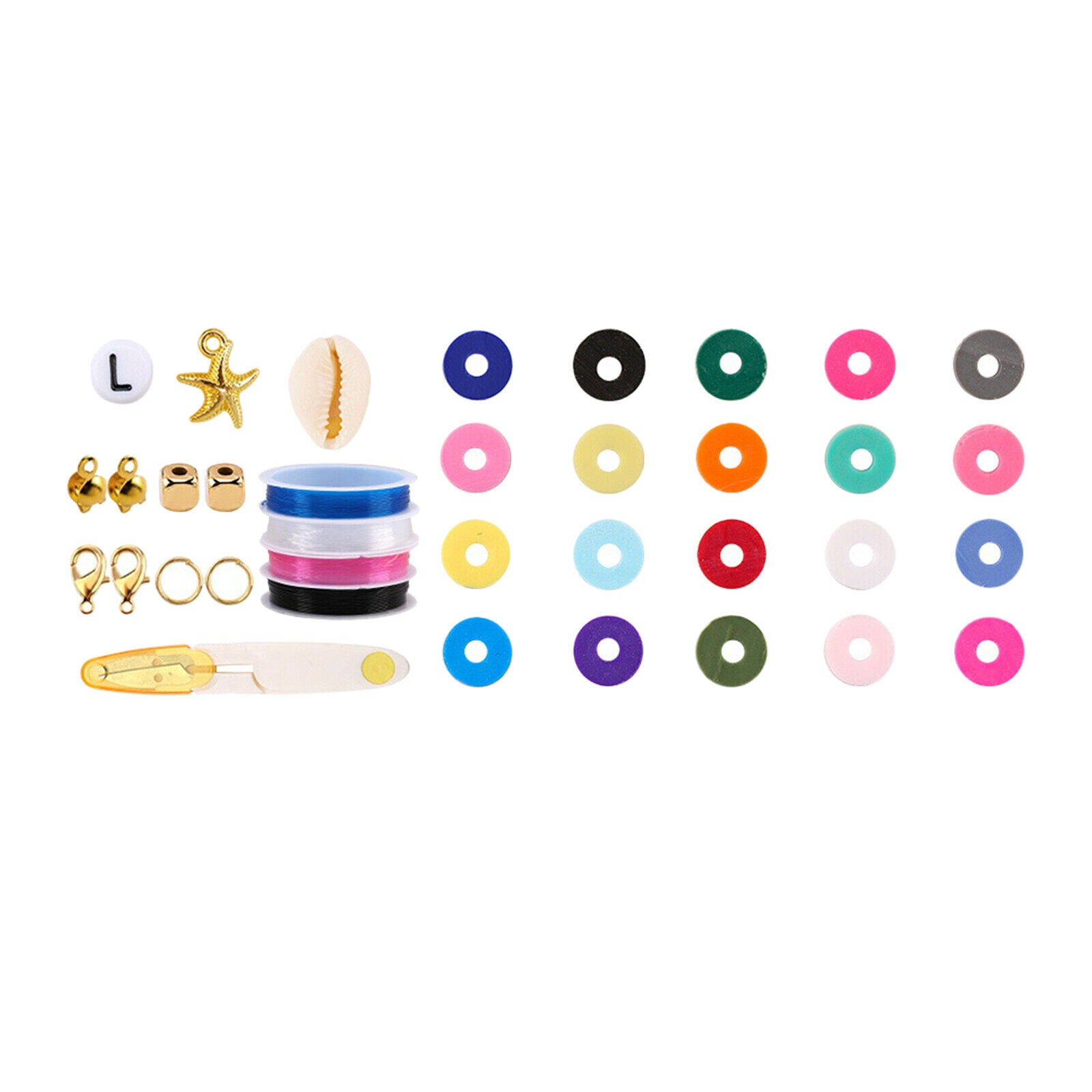 Clay Beads Spacer Beads Charms DIY Jewelry Supplies 24 Grid Letter Bead