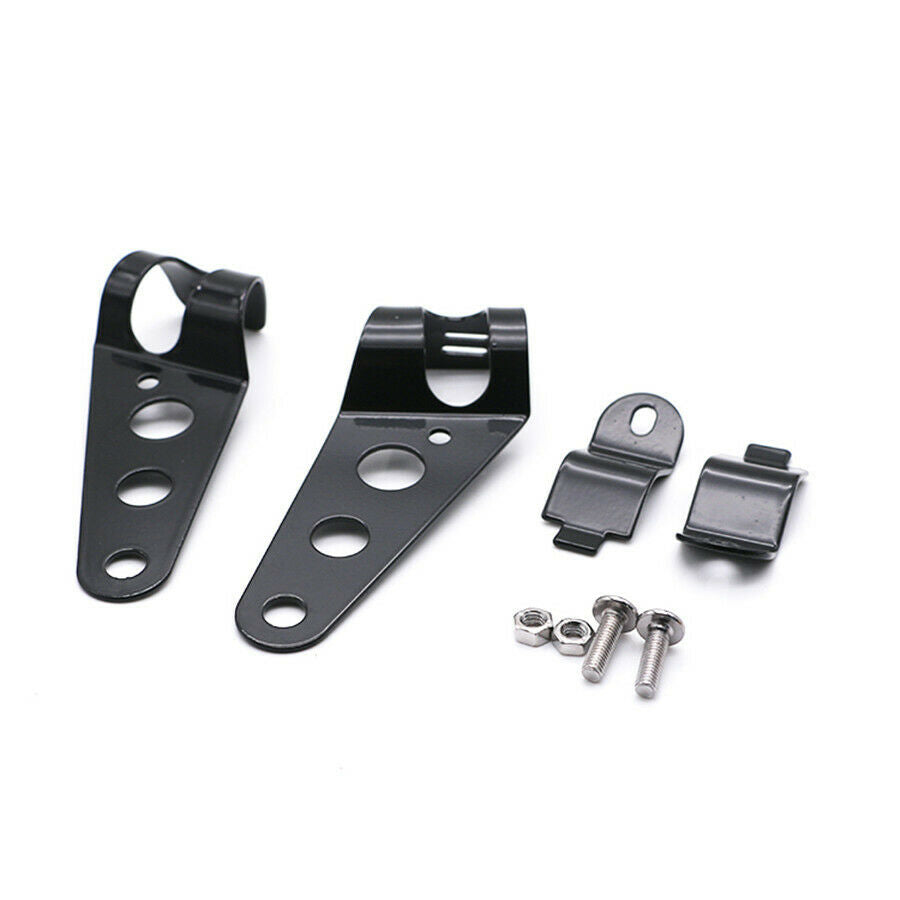 2PCS Universal Motorcycle Headlights Black Bracket with Mounting Accessories