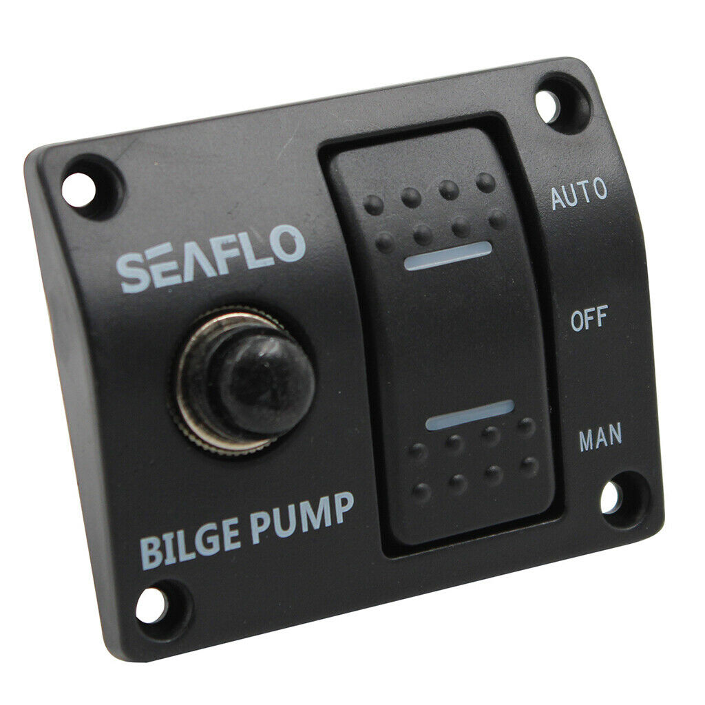 Seaflo Three-Way Bilge Pump Switch Aluminum Panel Automatic Off/Manual 12V & 24V