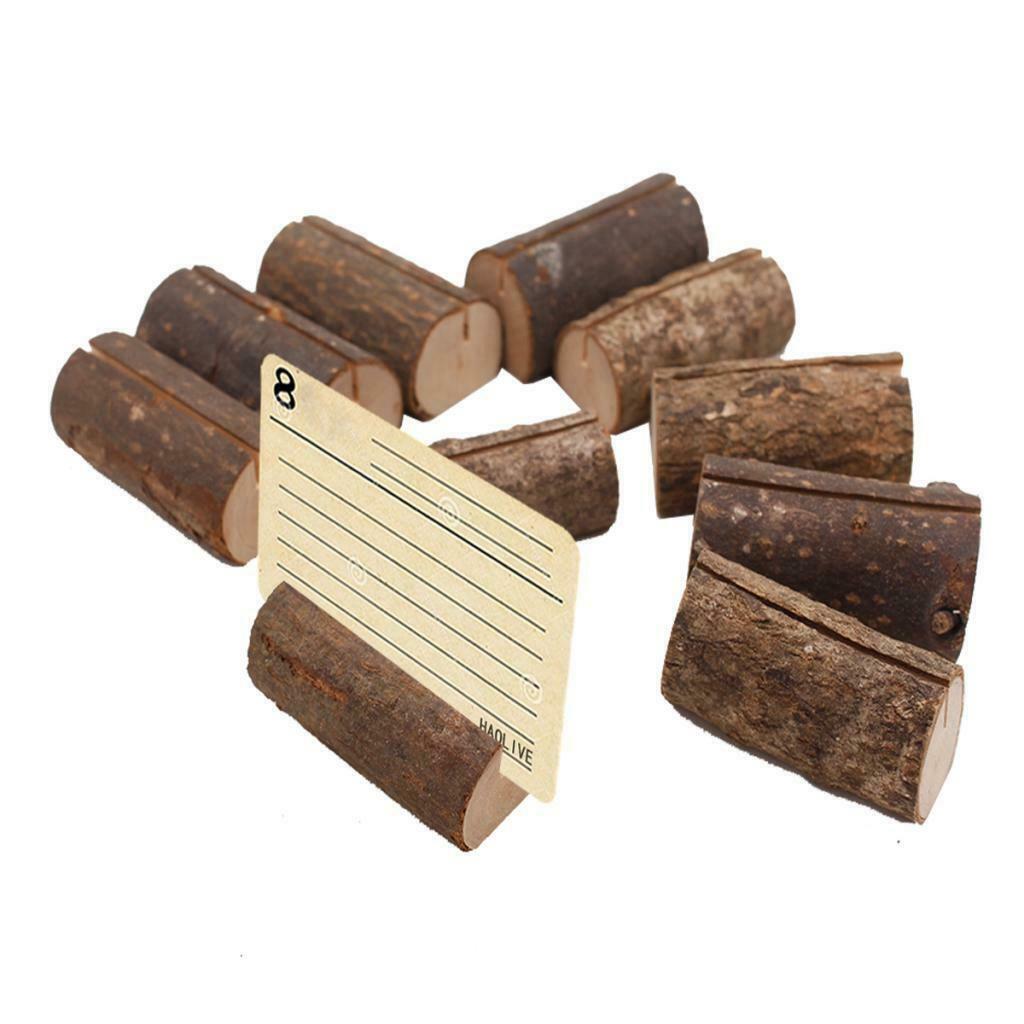 Rustic Wooden Table Numbers Holder 50 Pack - Memo Note Clip Place Photo Picture