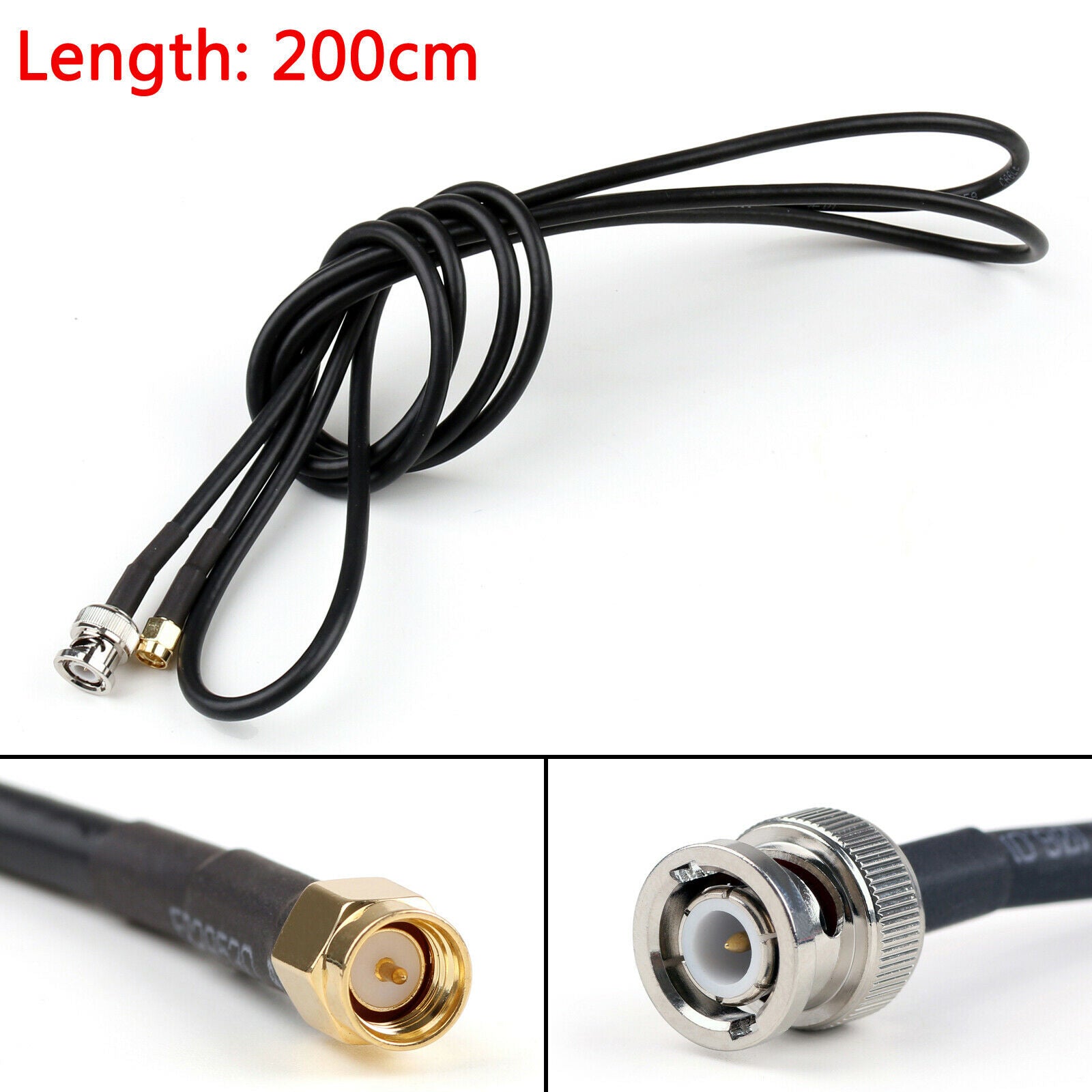200cm RG58 Cable BNC Male Plug To SMA Male Straight Crimp Coax Pigtail 6ft