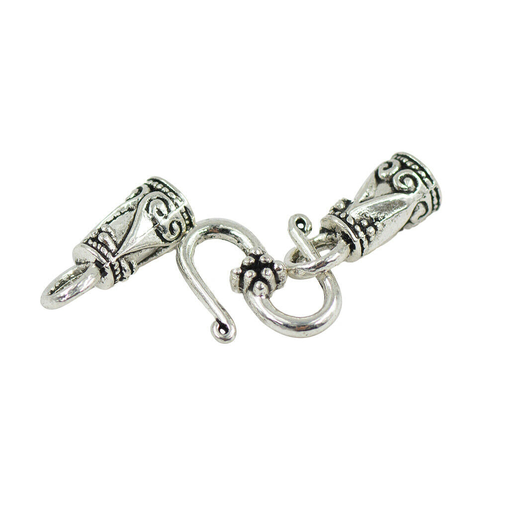 30 Sets Alloy Hook End Caps Leather Cord Beading Crafts Crimp Bead Wholesale
