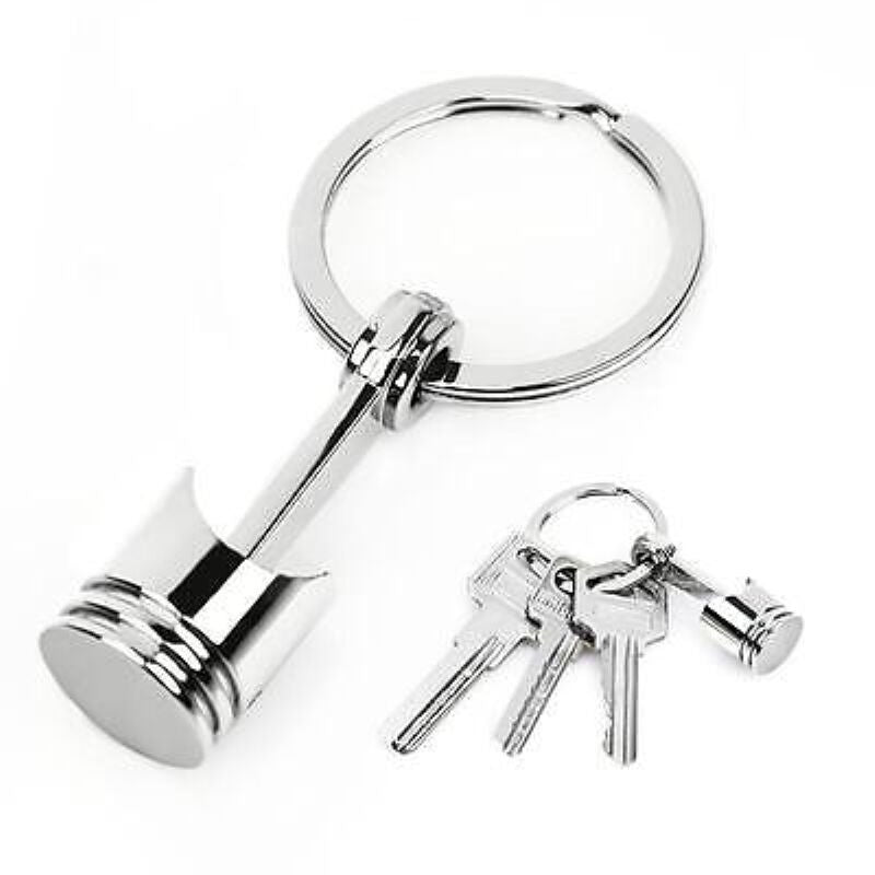 1pc Cute Car Metal Piston Keychain Keyfob Engine Fob Key Chain Ring Keyring