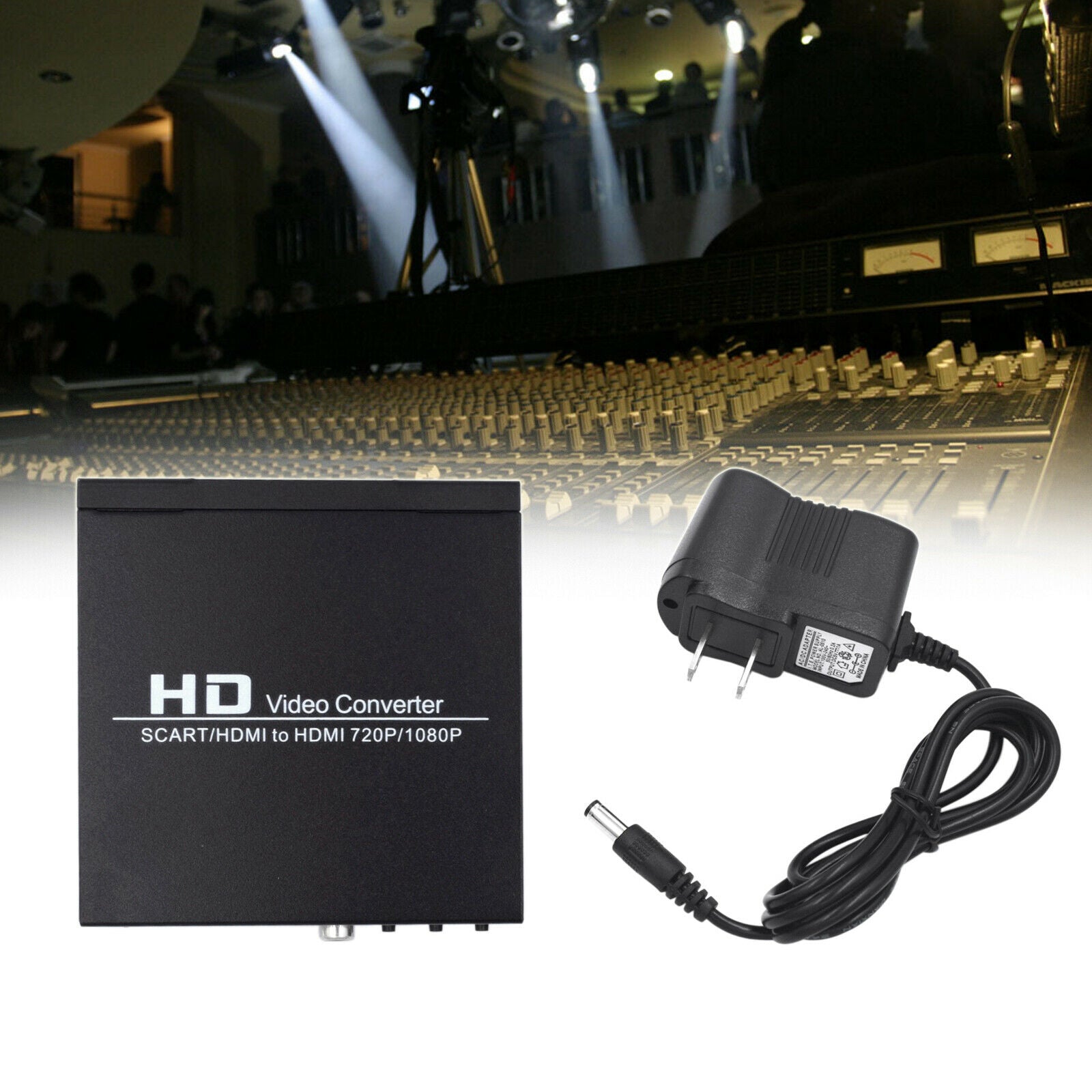 720P/1080P Converter Box HD Video Converter SCART to HDM Coaxial Audio US Plug