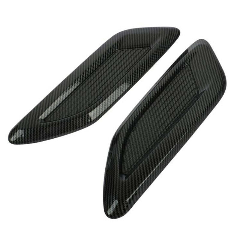 Car Hood Air Vent Louver Cooling Panel Decorate Trim Carbon Fiber Color Plastic