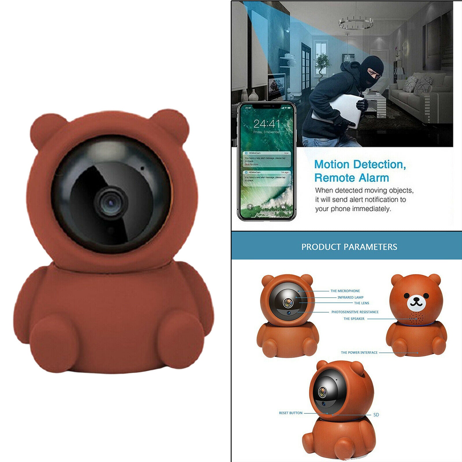 Indoor Bear 2MP WiFi Camera Home IP Security Camera Wireless Night View