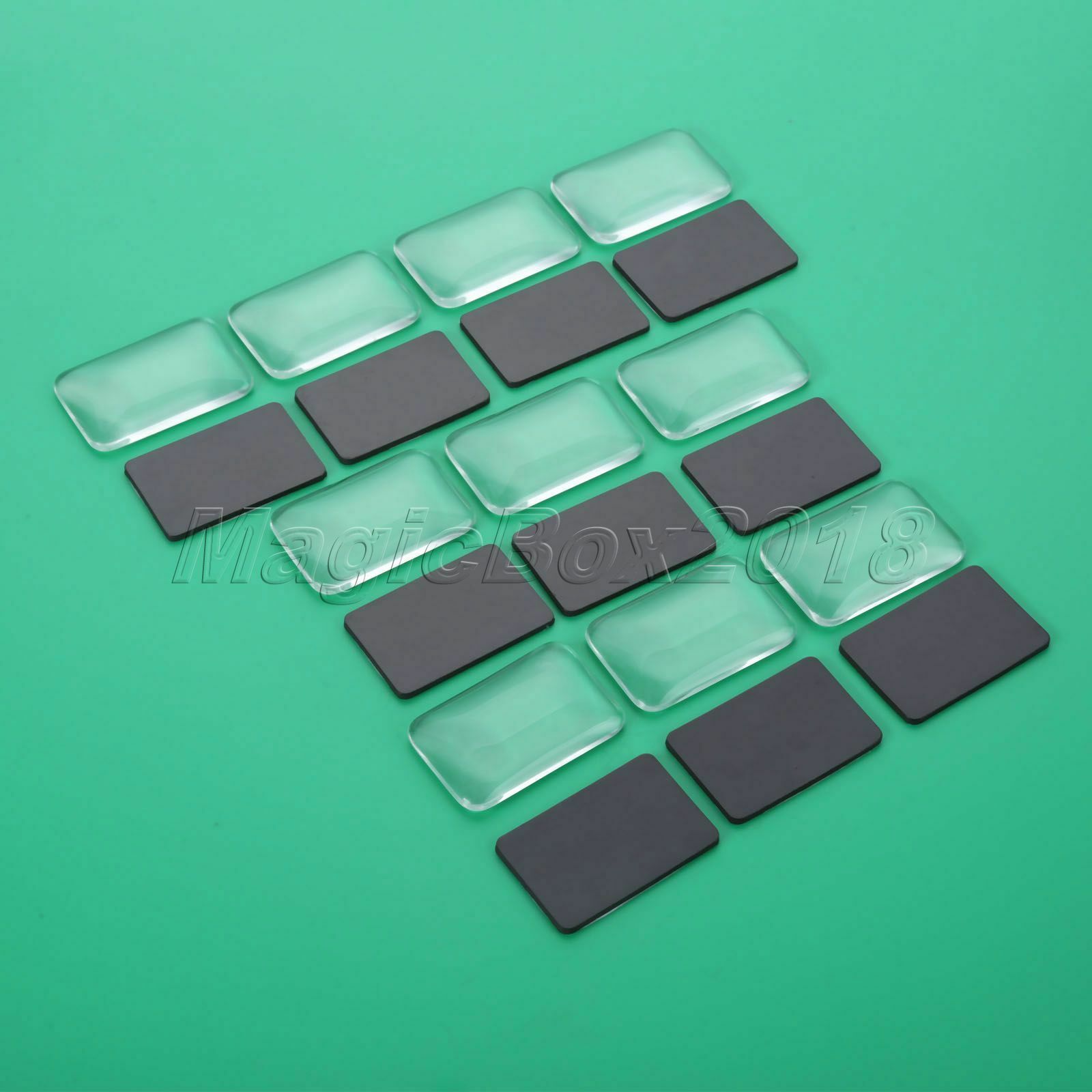 10 Sets Rectangle Shape Glass Cabochon & Fridge Magnetic Stickers Birthday Gift
