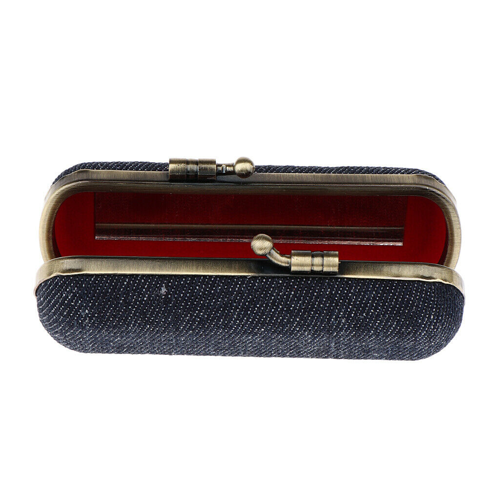 Lipstick Case Holder Box Organizer Bag with Mirror for Ladies Black Blue
