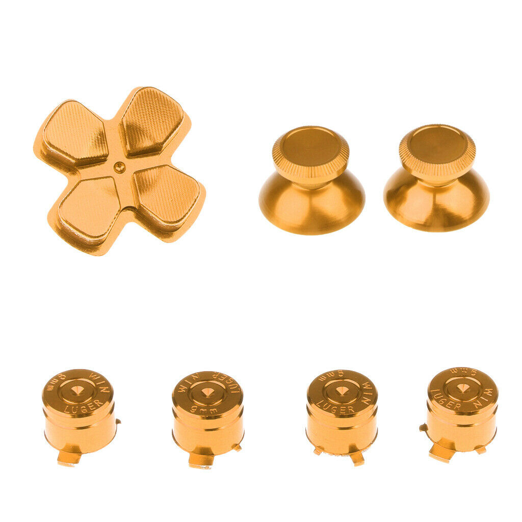 Metal Bullet Buttons Thumbsticks Thumb Grip and Chrome D-pad ABXY Buttons