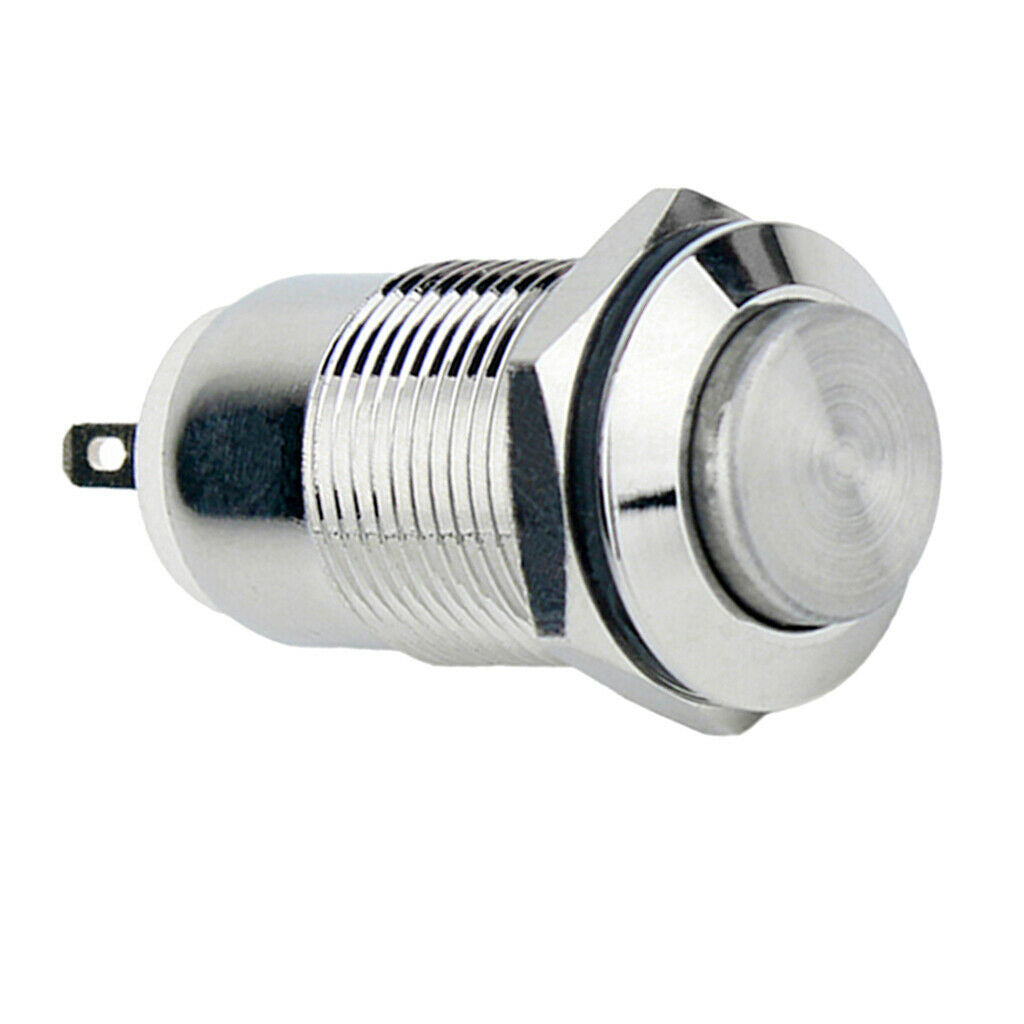 12mm 36V/2A Latching Metal Stainless Push Button Switch ON/OFF Flat 2-pins