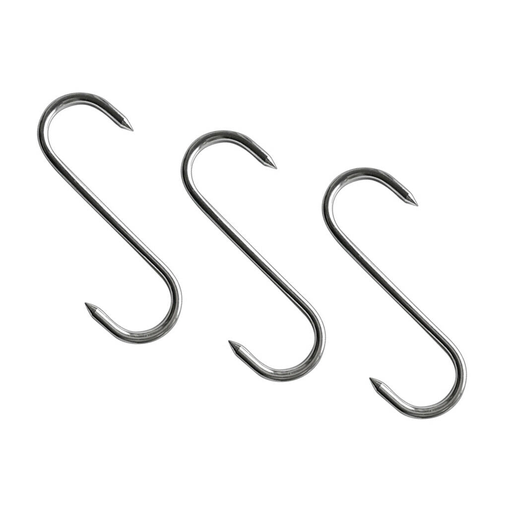 3 Pieces Large S Shaped Stainless Steel Hooks Kitchen Meat Hanger Organizer