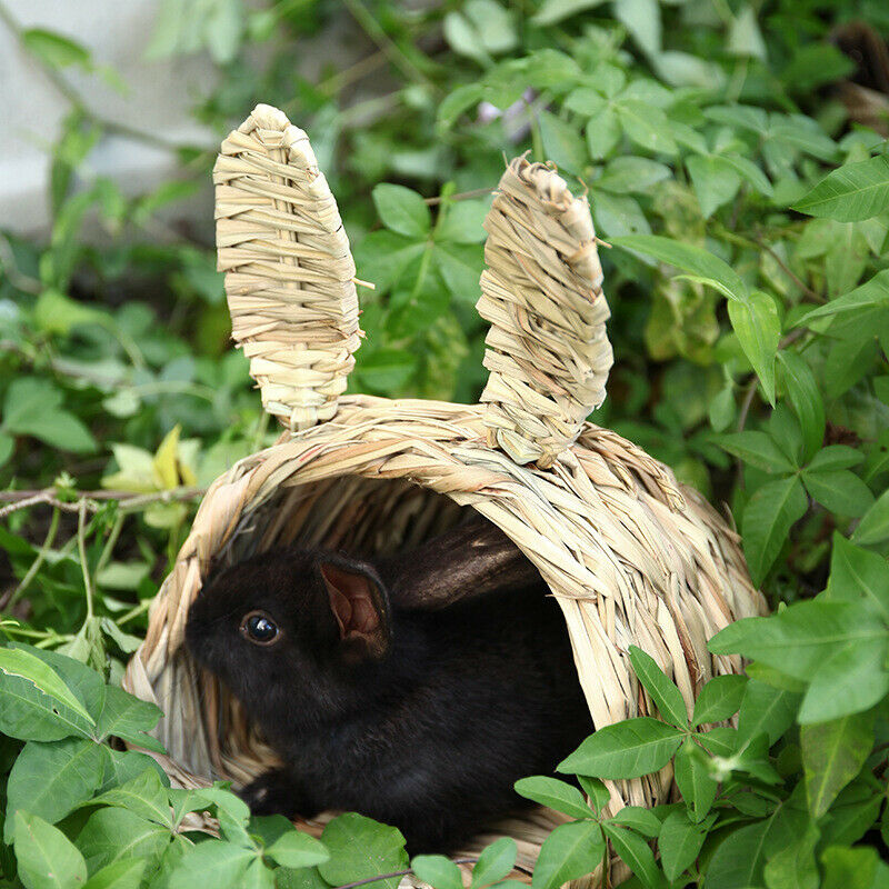 Straw Hamster Hut Creative Rabbit Bed Hand-Woven Small Animals House BreathaFCA