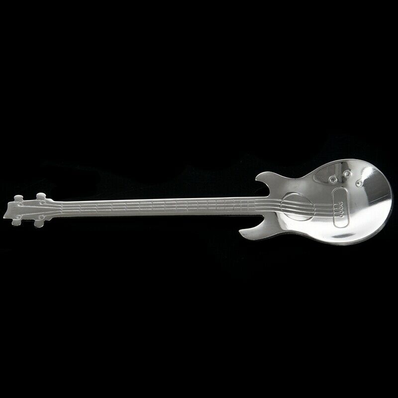 Set of 4 Guitar Shaped Stainless Steel Coffee Spoon Demitasse Spoons Dessert SU7