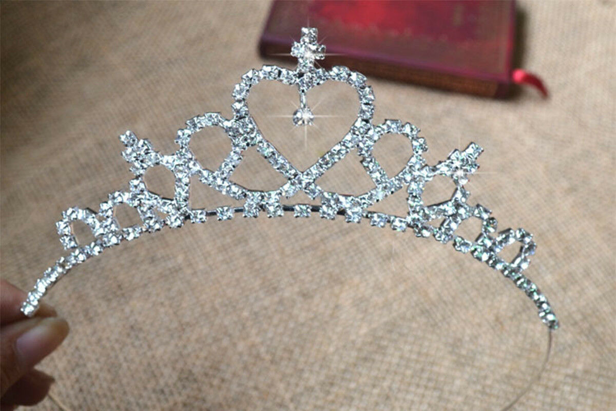 Girl Princess Prom Crown Rhinestone Crystal Tiara Hair Hoop Kid Bridal Headband