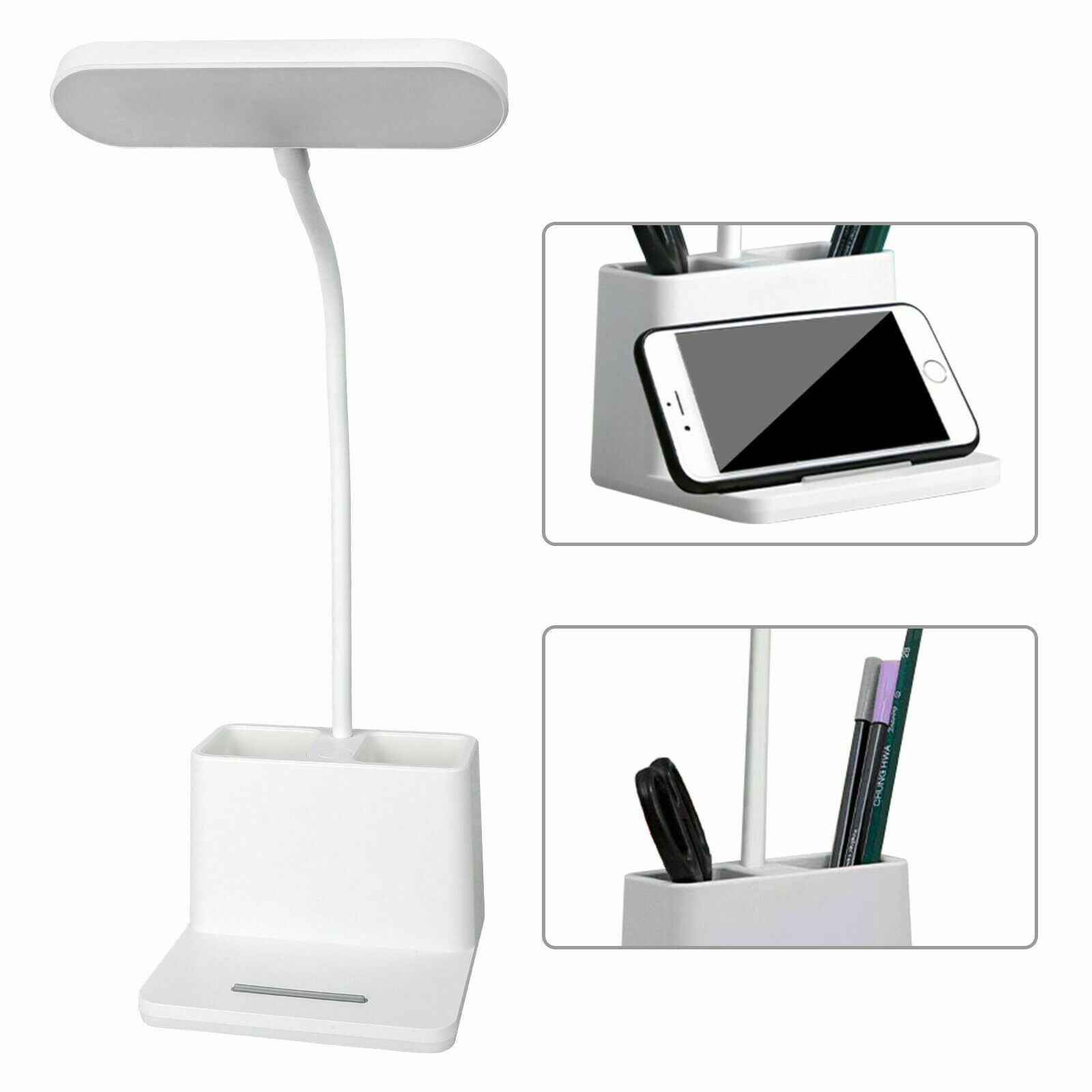 Dimmable LED Desk Light Table Beside Reading Lamp Touch Control USB Rechargeable