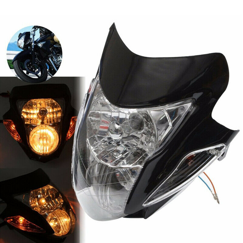 35W Motorcycle Off-road Headlight With Side Turn Signal Yellow Bulb Lamp Shell