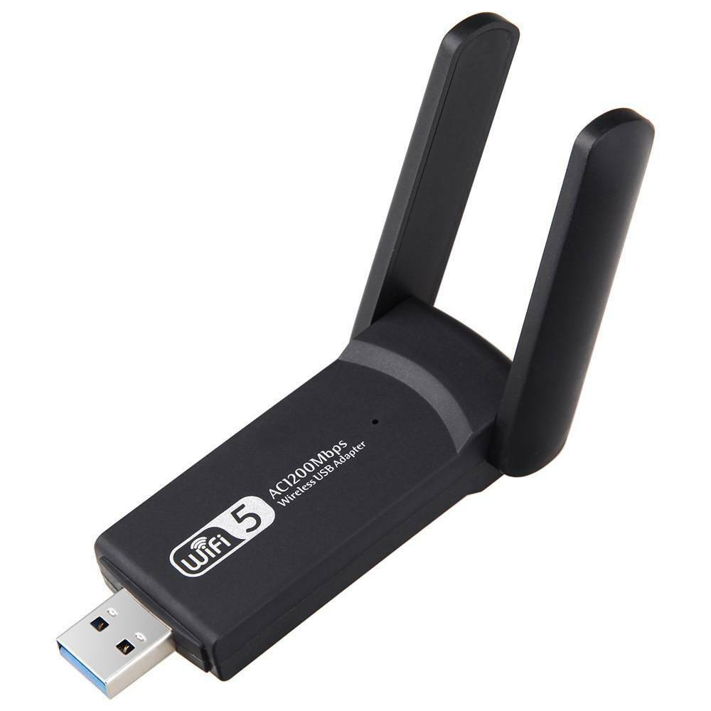 Computer Black 1200Mbps WiFi Dongle Wireless Adapter USB 3.0 Dual Band Antenna!