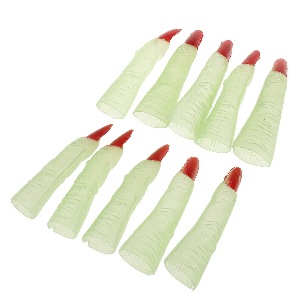 5 Pieces Halloween Party Glow in the Dark Witch Red Claw Tips Finger Nails