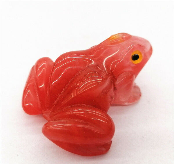 50x40x23mm Red Cherry Quartz Carved Frog Decoration Statue Lucky Decor HH7556
