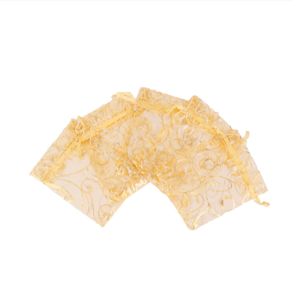 100 Wedding Party Favour Gift Organza Bags Jewellery Pouches Champagne 7x9cm