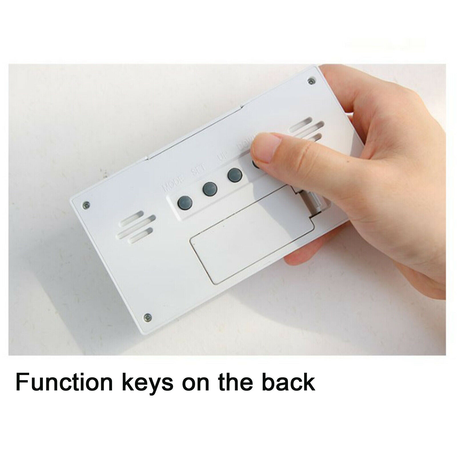Compact Digital Clock Thermometer Alarm Clock Battery Operated for Home