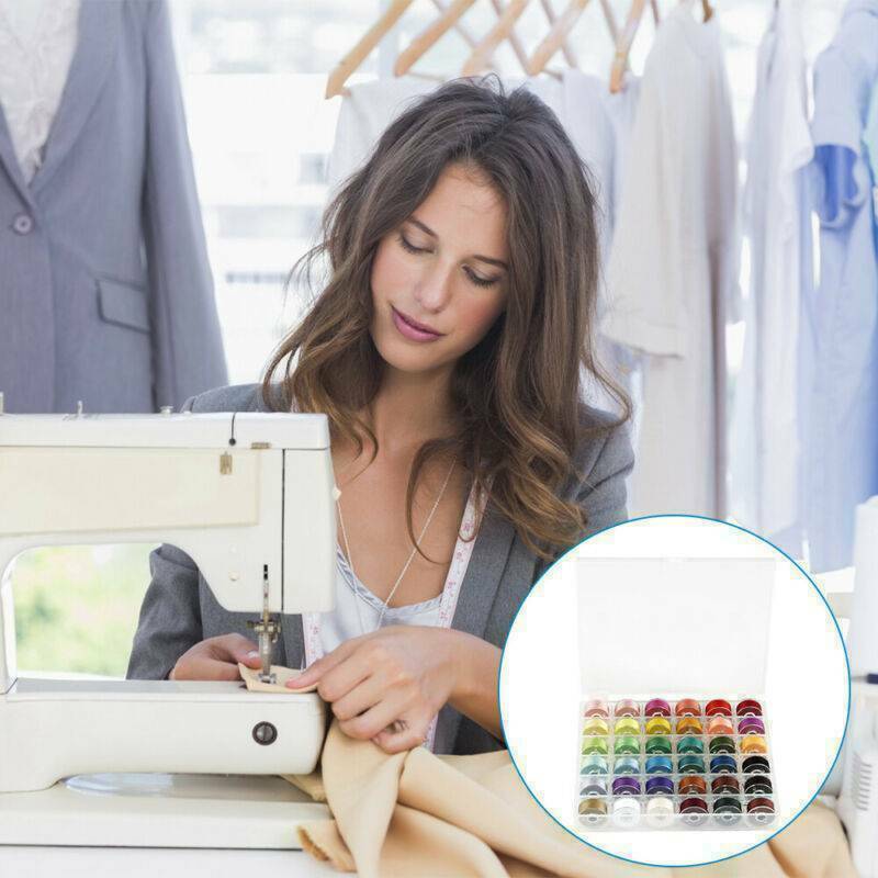 Lots 25pcs DIY Sewing Thread Set with Plastic Bobbins Sewing Machine Spools Case