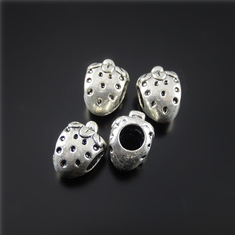 40pcs Mini Alloy Strawberry Loose Spacer Bead for Necklace Bracelet DIY 12*9*8mm
