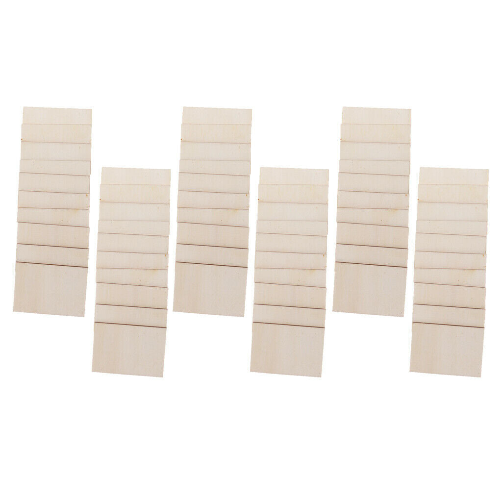 60x Blank Wooden Wood Rectangle MDF Plaque 70x49mm Unfinished for Crafting