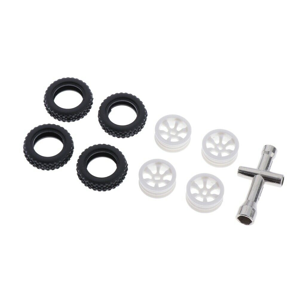4 Sets 1:28 RC Rock Crawler Rubber Tires & Plastic Wheel Rim For Wltoys K989