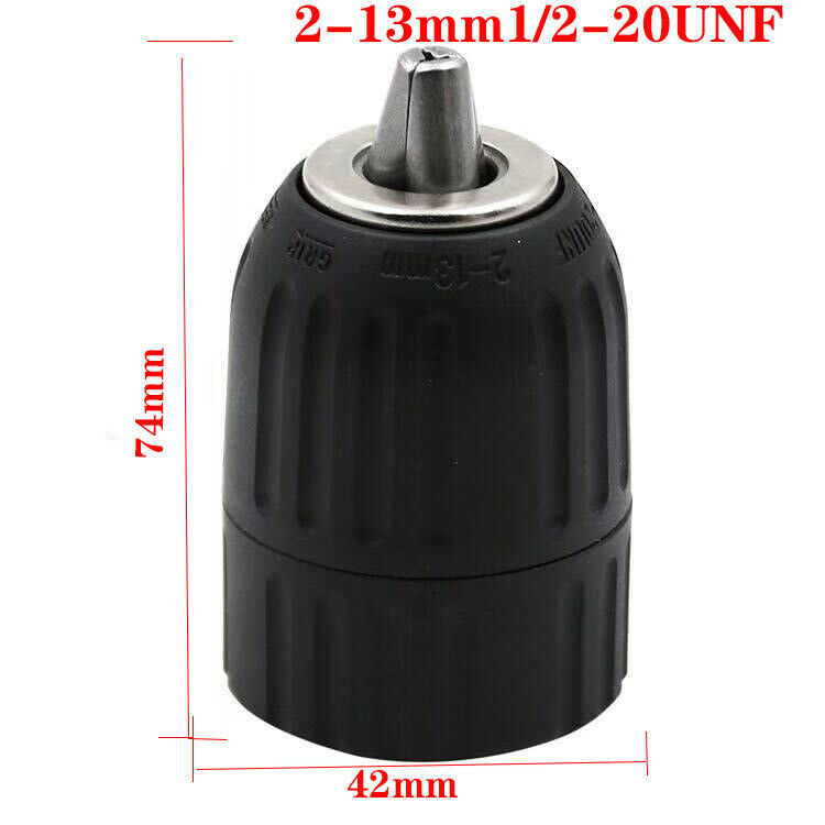 Keyless Drill Chuck 2-13mm To 1/2" - 20UNF with Round Shank Extension Rod Tools