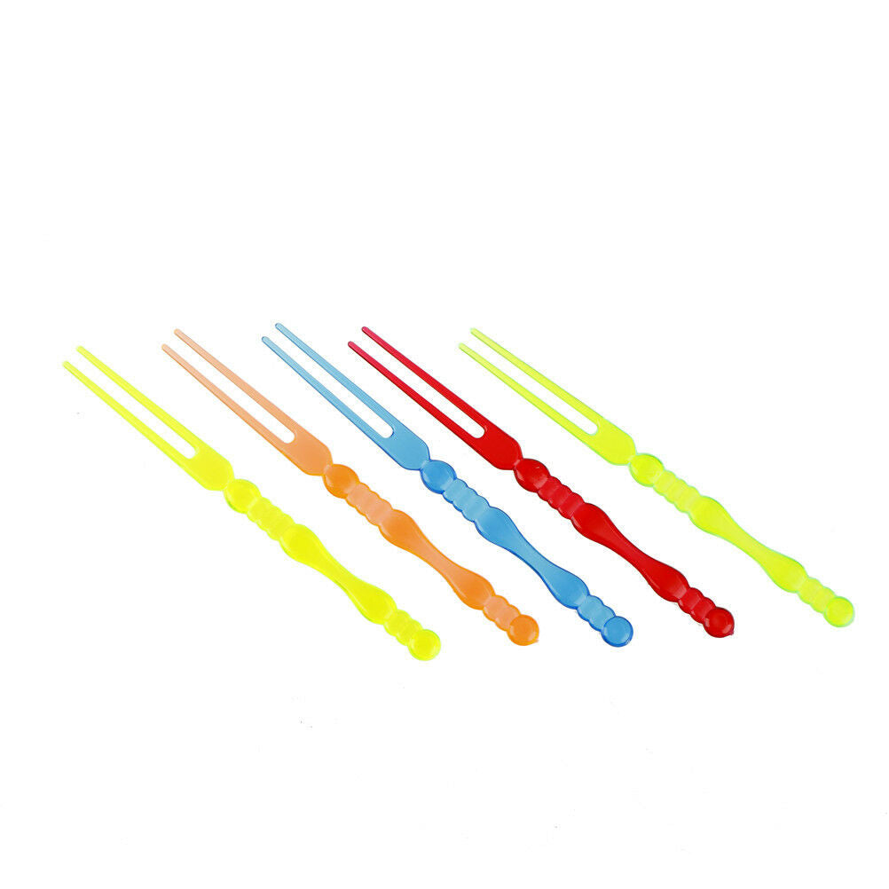 100Pcs Disposable Plastic Fruit Cake Dessert Fork Picks Party Tableware De_DD