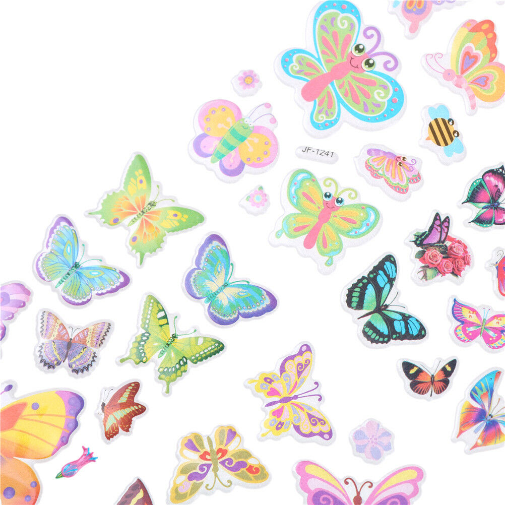 6 Sheets Lovely Butterfly Scrapbooking Bubble Puffy Stickers Reward Kids T.l8