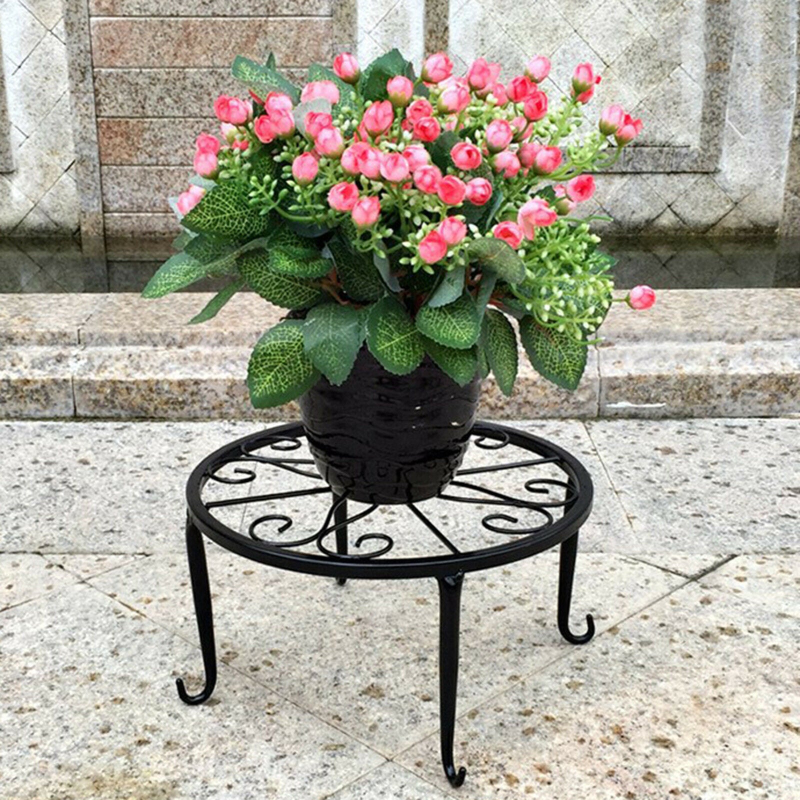 Plant Stand Iron Low Garden Container Supports Rack Green Dill for Garden