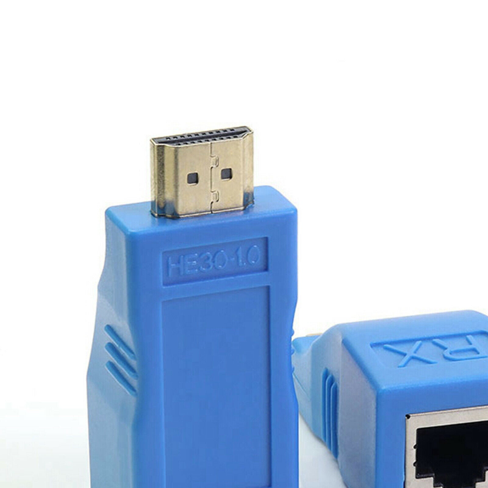 2 Pcs HDMI Extender Adapter up to 30m over   Cat5-e Cat6 Cable Blue
