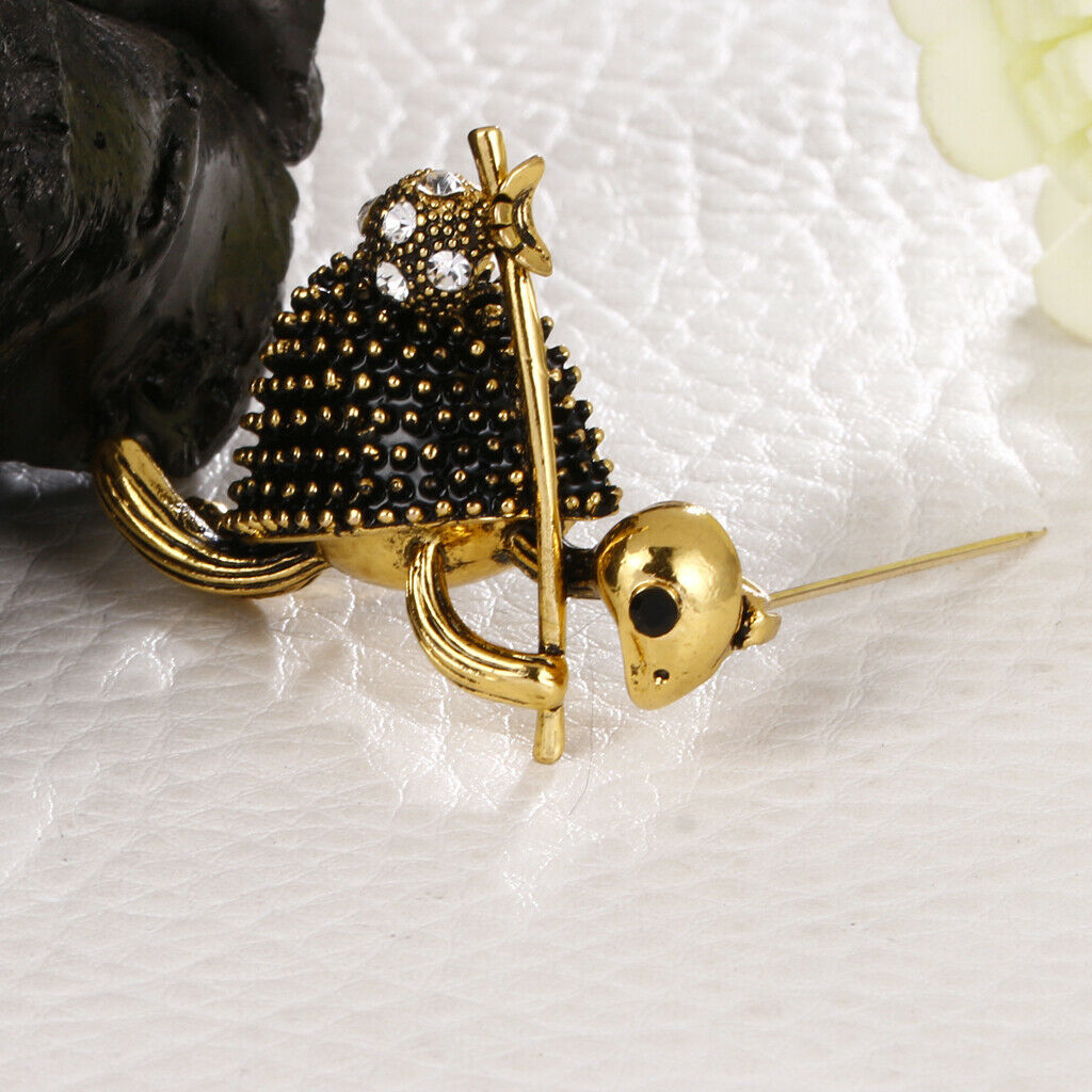 Shiny Rhinestone Turtle Brooch Pin Unisex Corsage Clips Collar Tips Pendant
