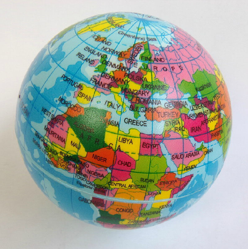 1PC Soft Hand Exercise Stress Relief Squeeze Foam Ball World Map Earth Gl.l8