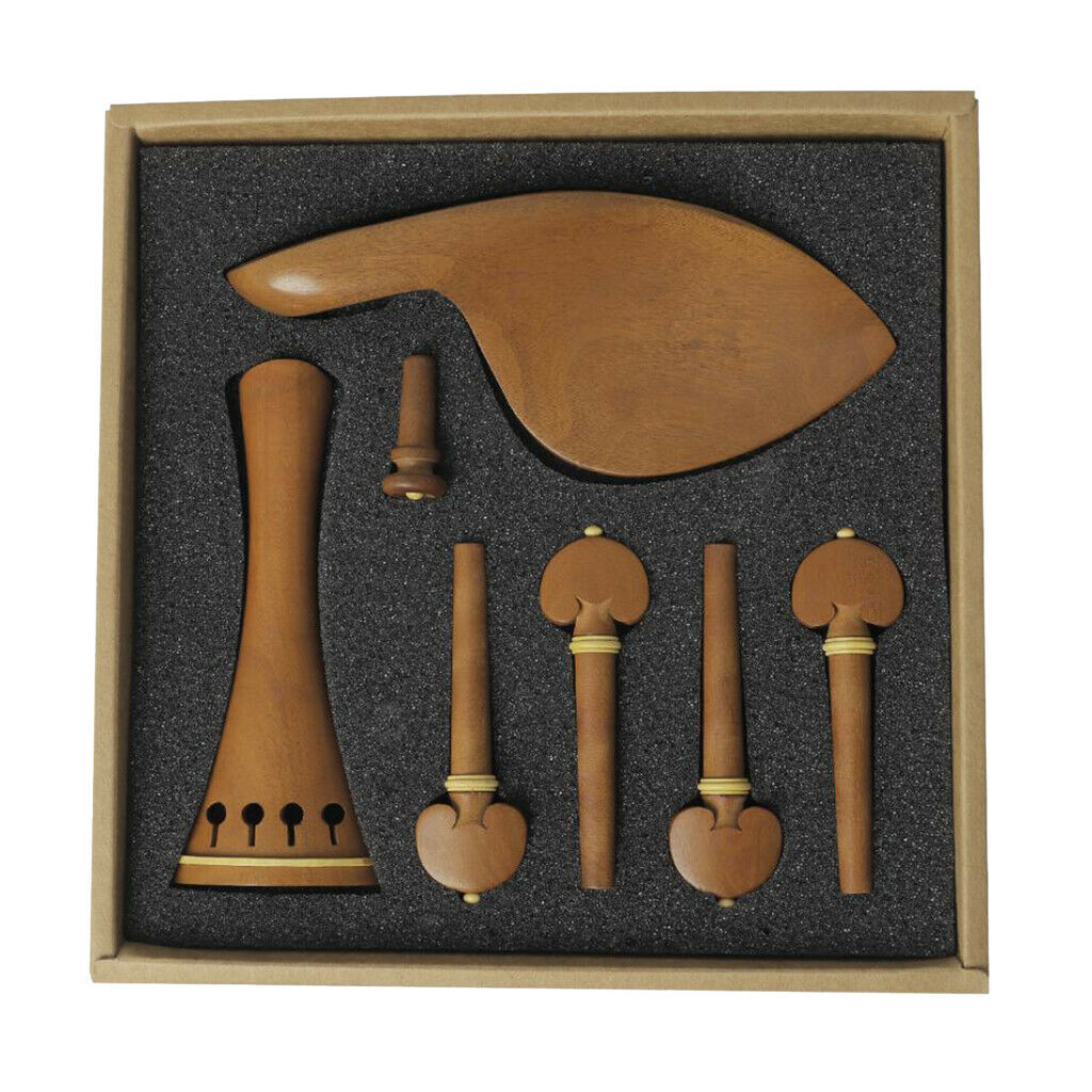 Jujube Wood 4/4 Violin Parts Set Tailpiece + Tuning Pegs + Endpin +Chin Rest