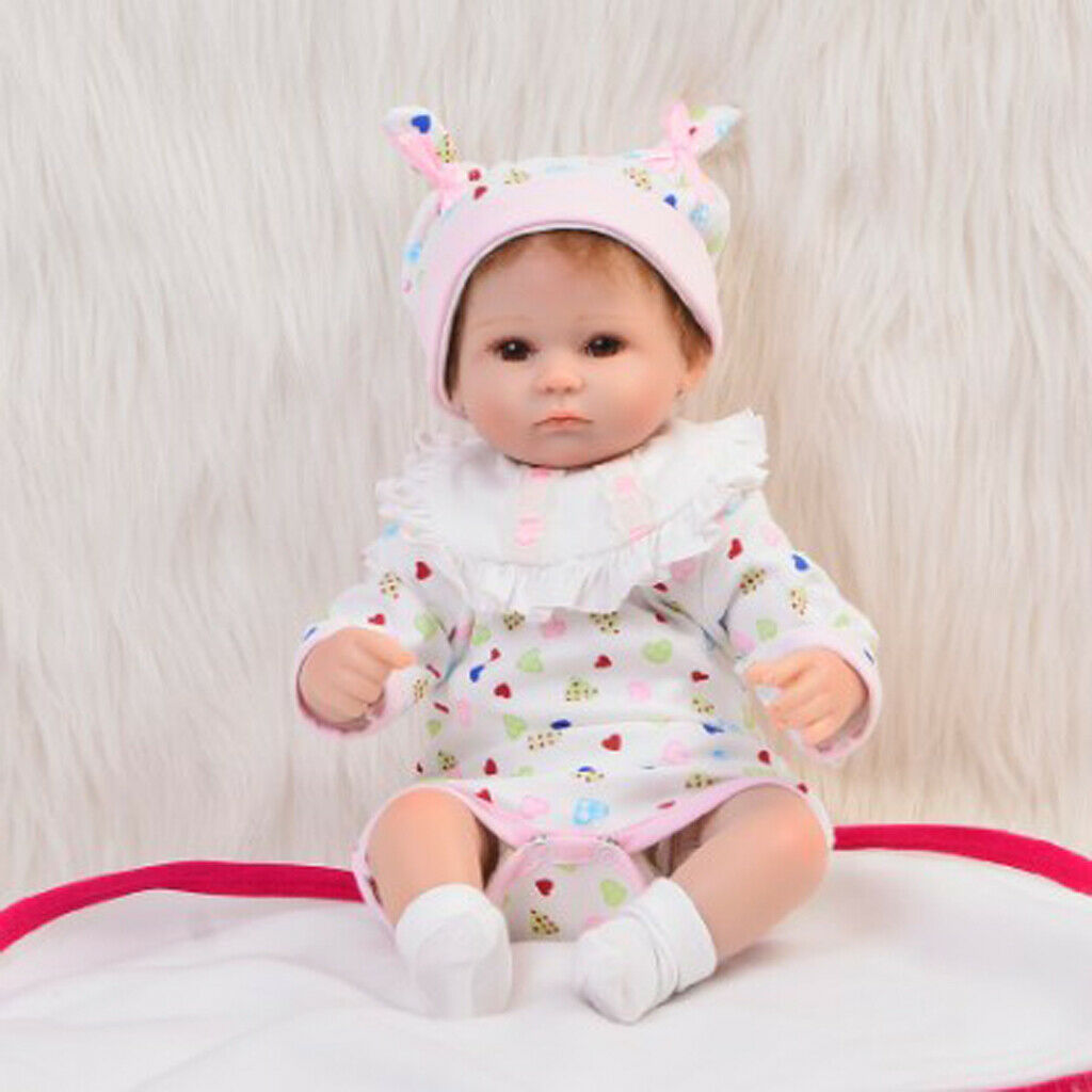 Hearts Printed Romper Hat Socks Set For 16''-17'' Reborn Baby Girl