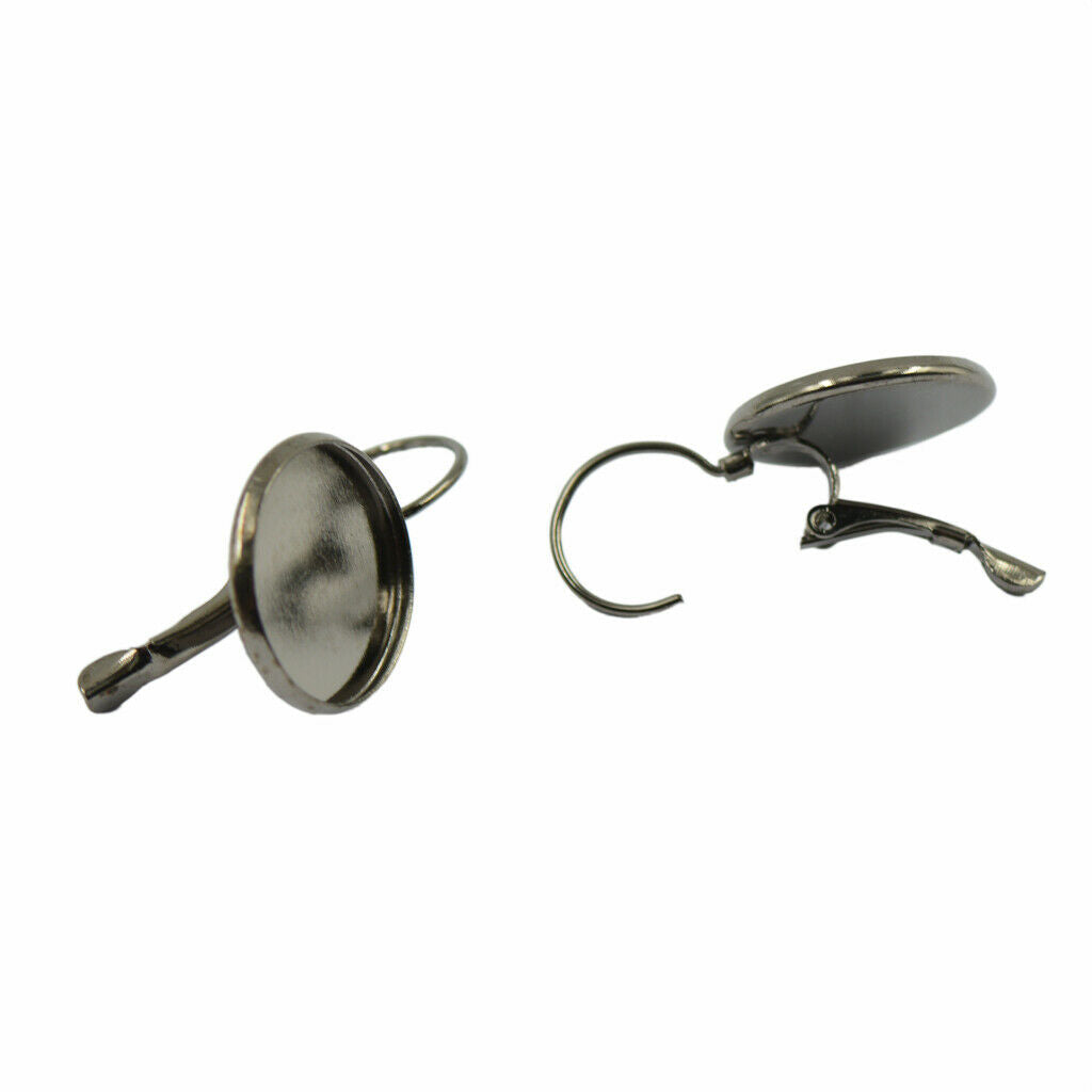 12 Ear Hook Making Copper Cabochon Setting DIY Round Of Brass Black Jewelry