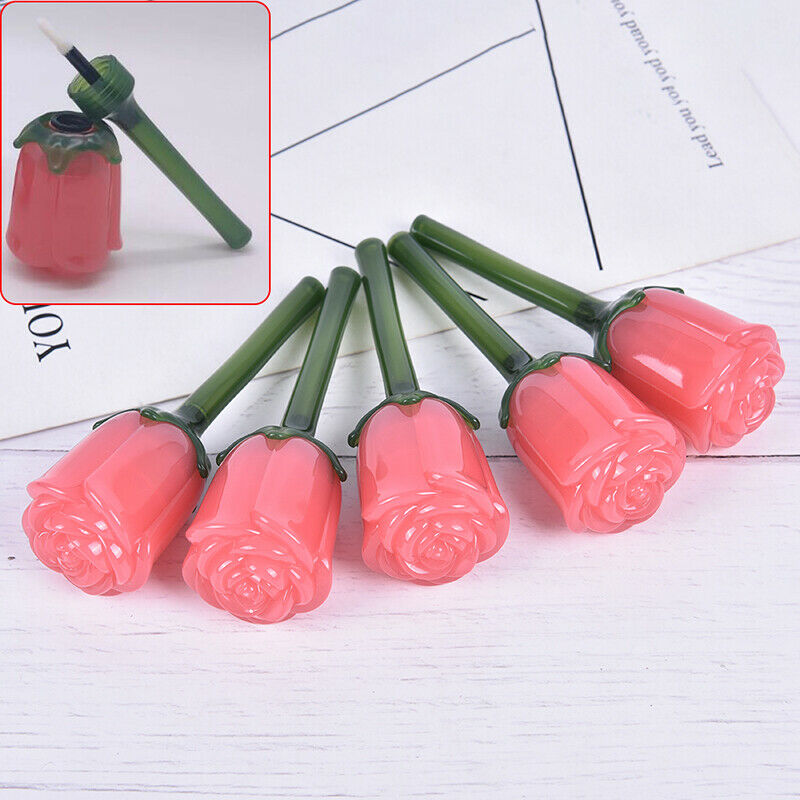 3ml Rose Lip Gloss Tube Empty Refillable Lip Glaze Wand Tube Lipstick Bottl FG