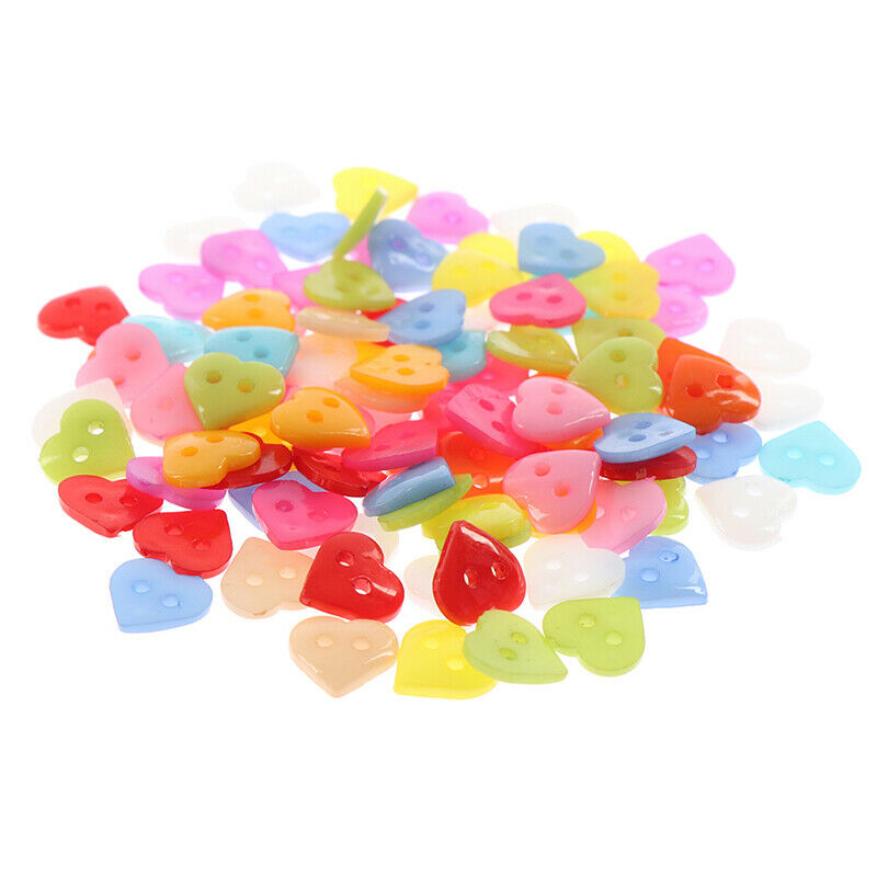 100PCS Heart Round Shape DIY Scrapbooking Buttons Plastic Buttons Sew_DD