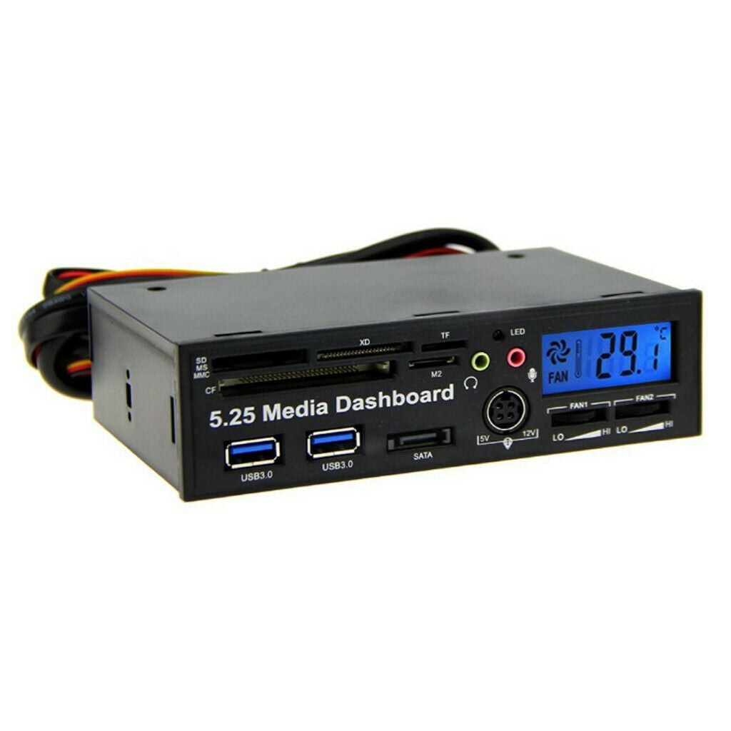 2xUSB 3.0 6xUSB2.0 ESATA/SATA Front Panel Card Reader Media Dashboard