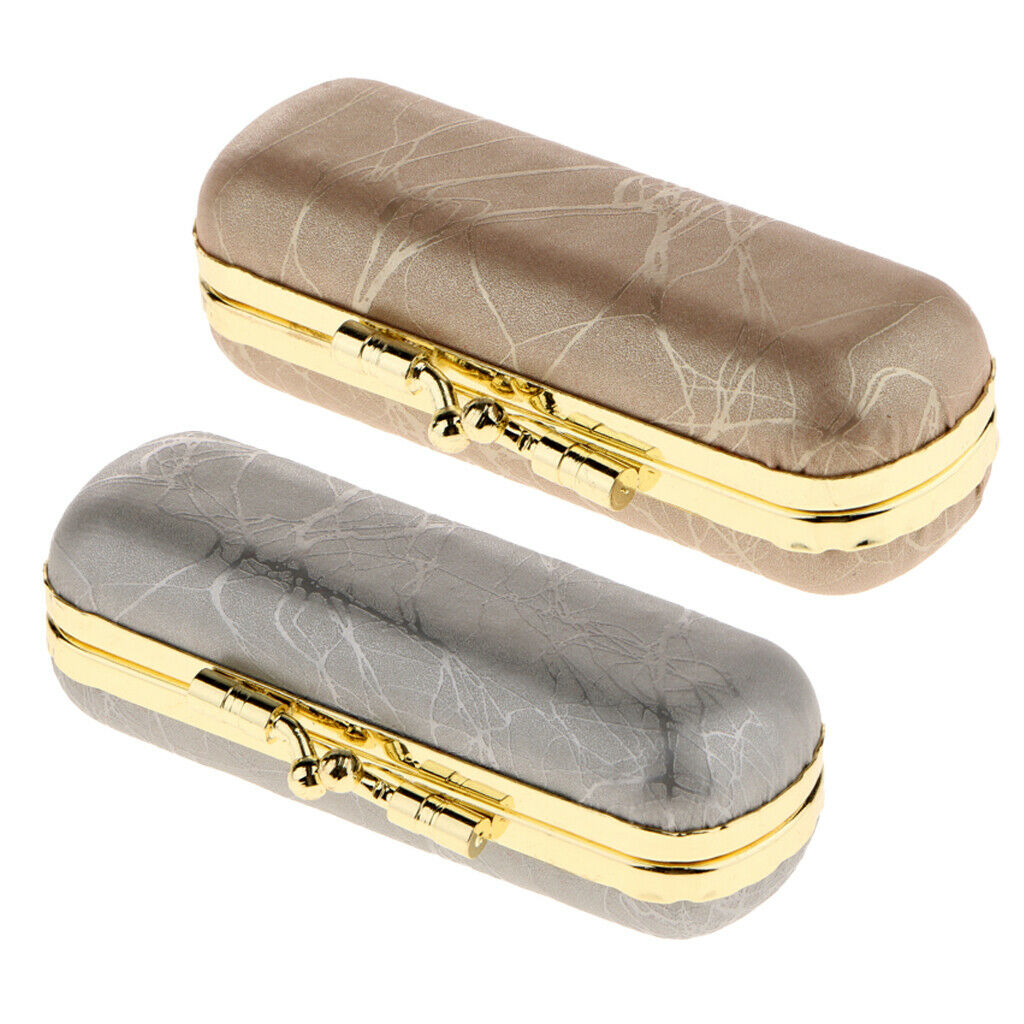2Pcs PU Leather Lipstick Lip Gloss Storage Case Makeup Holder Box Portable