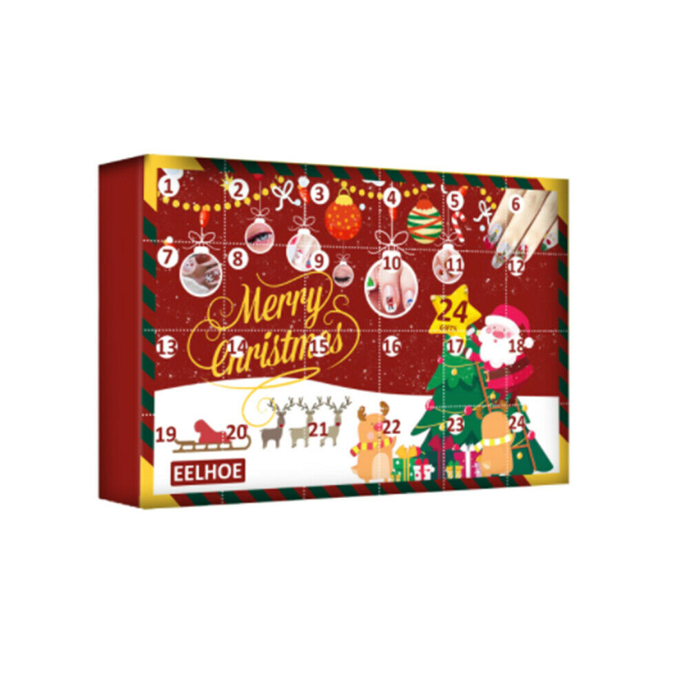 24 Grids Nail stickers Gift Box Christmas Advent Calendar Nail Stickers Trinket