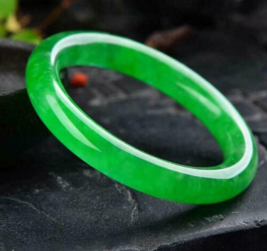 58-60mm Natural Emerald Green Jadeite Jade Bangle Bracelet Handmade