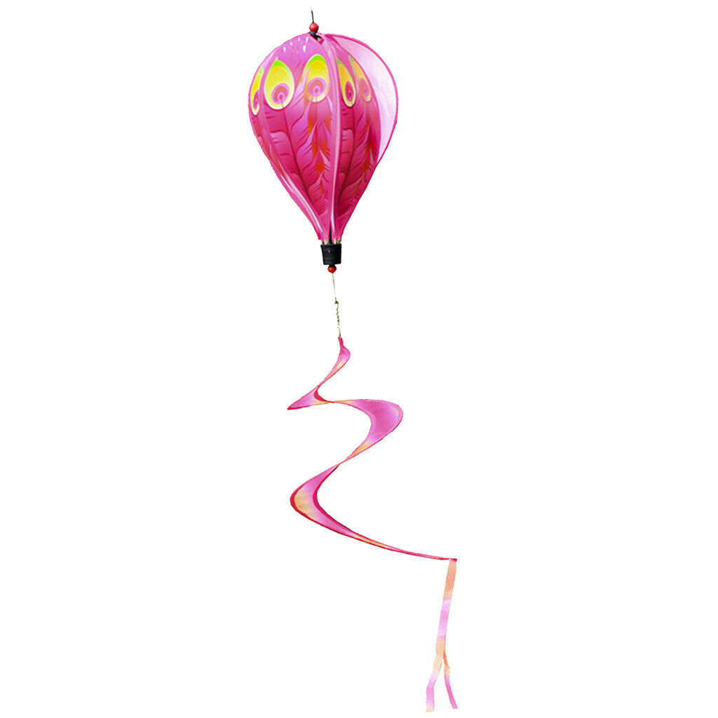 Hot Air Balloon Wind Spinner Stripe Garden Yard Outdoor Decor Peacock