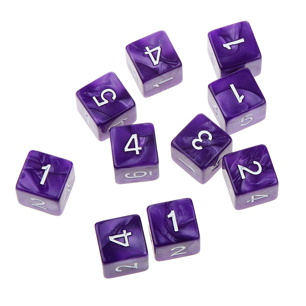 10pcs Six Sided Dice D6 Playing D&D Party Board Dices for Lovers purple