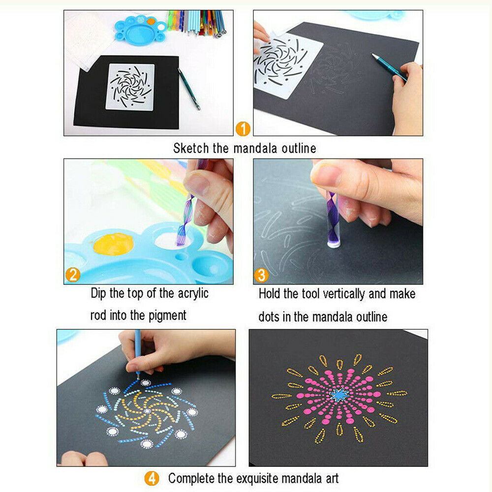 35pcs/Set Mandala Dotting Tools Rock Painting Kits Dot Art Pen Paint Stencil